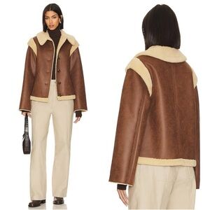 LPA Bona Sherpa Jacket In Burnished Brown